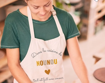Personalized Nanny Kitchen Apron, Terracotta - End-of-Contract Nanny Gift - Christmas Nanny Gift - Personalized Nanny Gift