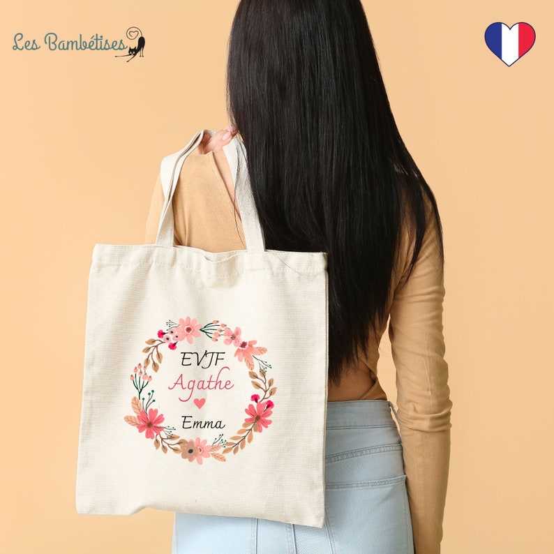 Tote Bag Personnalisable Evjf Fleurs image 1