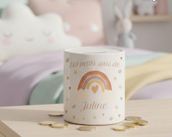 Personalized Rainbow Cloud Piggy Bank - Personalized Name Piggy Bank - Personalized Children's Piggy Bank - Christmas Children's Gift