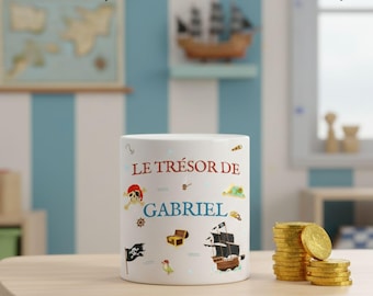 Personalized Pirate Piggy Bank - Personalized Piggy Bank with Name - Personalized Children's Piggy Bank - Children's Christmas Gift - Birthday Gift