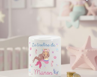 Personalized Mermaid Piggy Bank - Personalized Name Piggy Bank - Personalized Children's Piggy Bank - Children's Christmas Gift - Birthday Gift