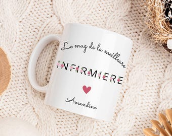 Personalized Nurse Mug with Floral Lettering - Custom Nurse Gift - Student Nurse Gift - Christmas Nurse Gift