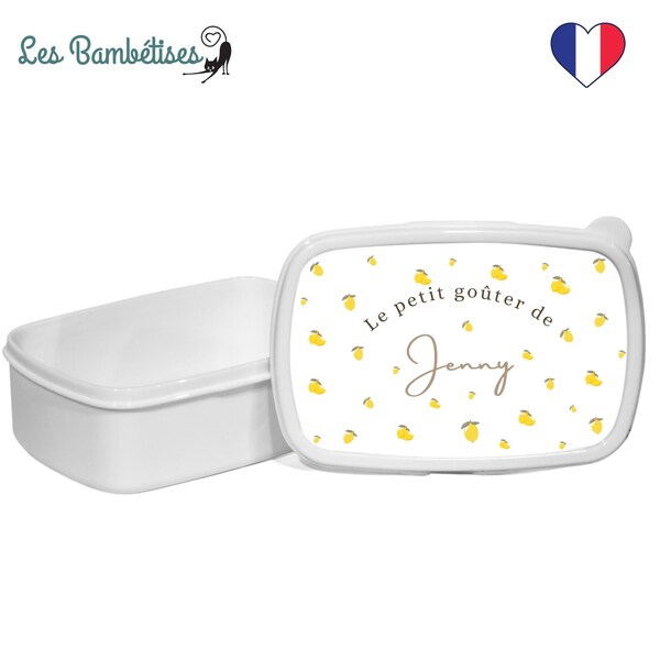 Boite à Goûter Citron Personnalisable/ cadeau maman/cadeau maitresse/cadeau nounou