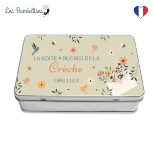 Boite en Métal Crèche Printemps - Cadeau crèche fin d'année - Boite à sucres personnalisée - cadeau crèche personnalisé