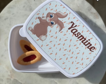 Customizable Rabbit Snack Box - Personalized children's snack box - Girls' snack box - Boys' snack box - Children's lunch box