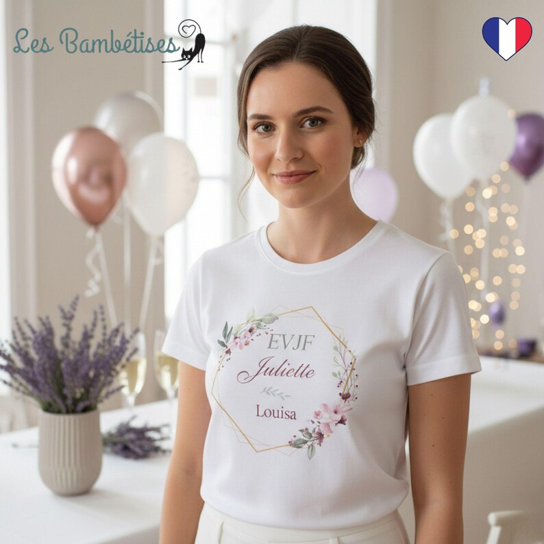 Customizable Pink Flower Hen Party T-shirt - Hen Party Accessory - Personalized Hen Party T-shirt image 9