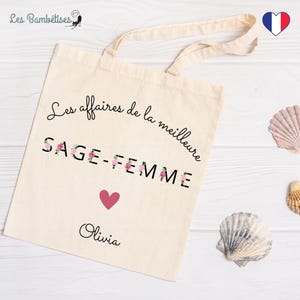 Tote Bag Personnalisable Sage Femme Lettres Fleuries - Cadeau Sage Femme Personnalisé - Cadeau Infirmière Diplômée
