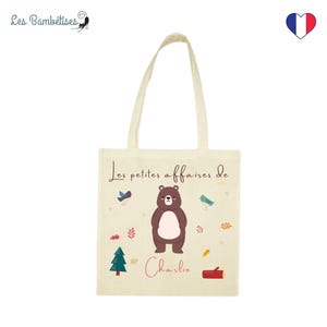 Tote Bag Enfant Personnalisé Ours -  Sac affaire Enfant Personnalisé - Sac de rechange enfant - Sac à livres enfant - Tote Bag Livres