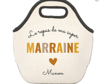 Sac Isotherme Repas Personnalisable Marraine Terracotta - Cadeau Marraine - Cadeau Baptême Marraine - Cadeau Marraine Noël