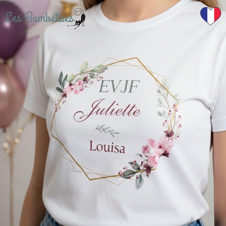 Customizable Pink Flower Hen Party T-shirt - Hen Party Accessory - Personalized Hen Party T-shirt image 2