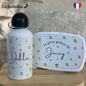 Boite à Goûter Citron Personnalisable - Boîte à goûter maternelle personnalisée - Boîte à goûter primaire -Boîte à goûter fille
