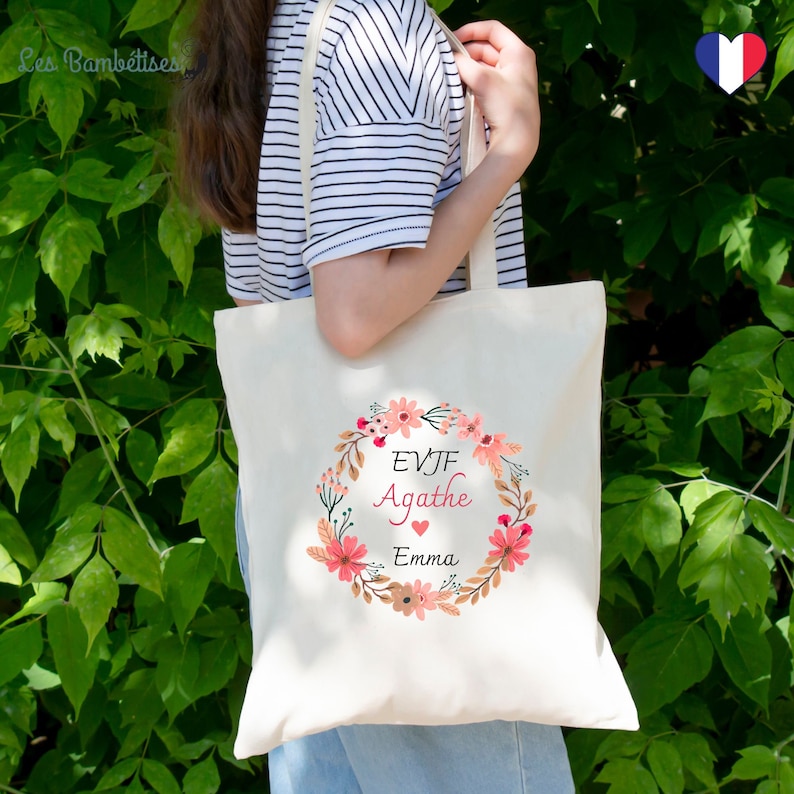 Tote Bag Personnalisable Evjf Fleurs image 3