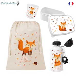 Pochon Sac de Rangement Personnalisé Renard - Sac de rangement enfant - Pochon de rangement gouter enfant - Sac à Doudou Enfant