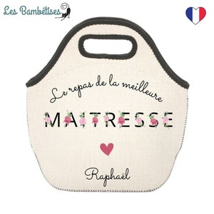 Sac Isotherme Repas Personnalisable Maîtresse Lettres fleuries - Cadeau Maîtresse - Cadeau Maîtresse fin d'année - cadeau Maîtresse Noël