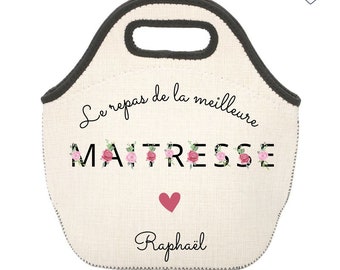 Personalized Insulated Lunch Bag for Teachers with Floral Letters - Teacher Gift - End of Year Teacher Gift - Christmas Teacher Gift