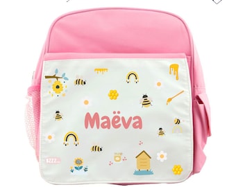 Anpassbarer Bienenrucksack - Personalisierter Kinderrucksack - Mädchenrucksack - Personalisierter Namensrucksack - Kindergartenrucksack