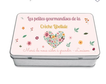 Personalized Nativity Metal Box with Flowery Heart - End of year nursery gift - Personalized nursery gift - Thank you nursery gift