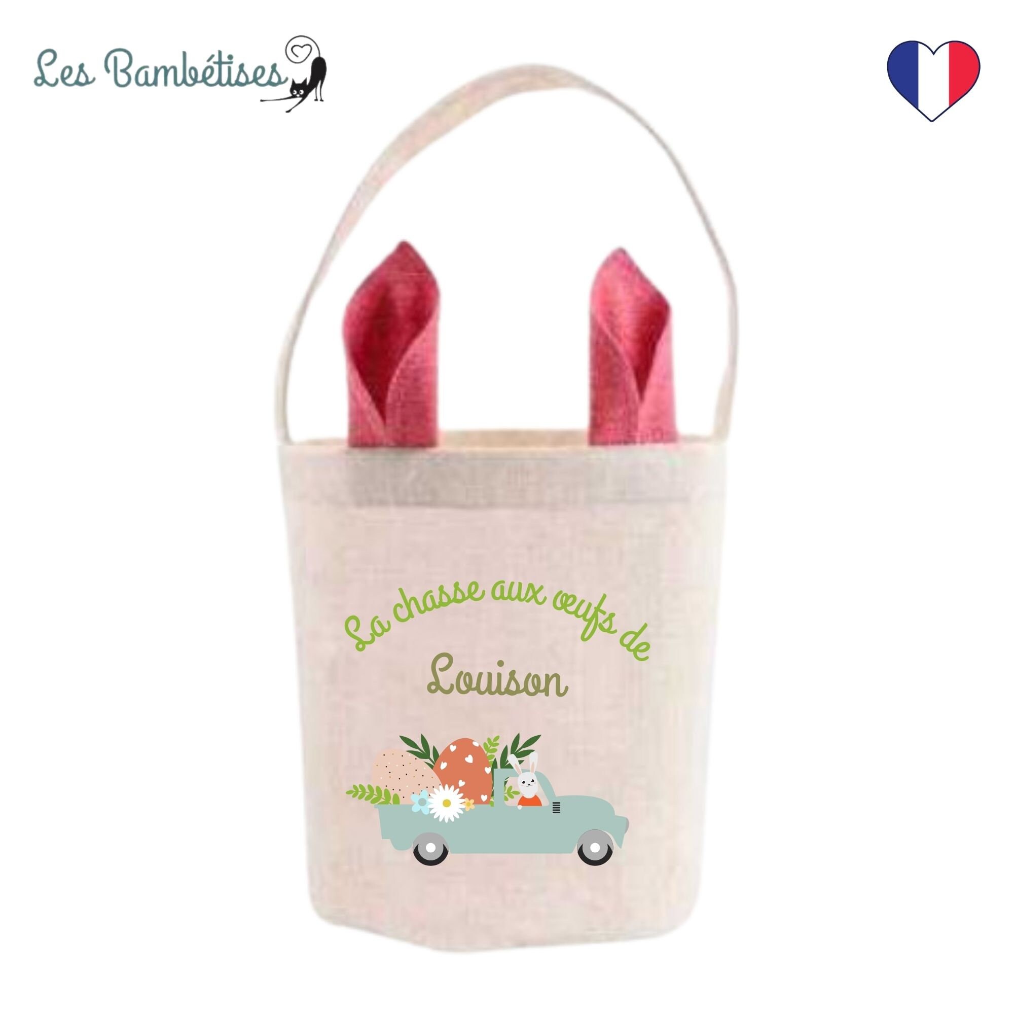 Customizable Easter Basket Retro Bunny - Personalized Easter Gift - Personalized Easter Basket