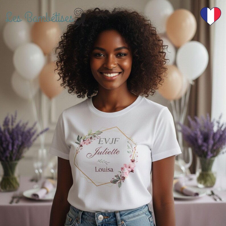 Customizable Pink Flower Hen Party T-shirt - Hen Party Accessory - Personalized Hen Party T-shirt image 6
