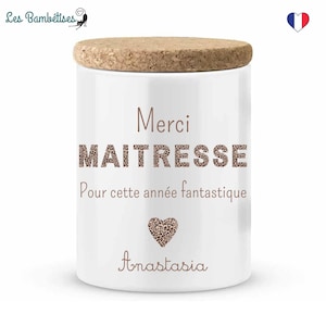 Maceta de cerámica con diseño de leopardo y tapa de corcho personalizada para profesor/a - Regalo de fin de curso - Maceta personalizada para profesor/a