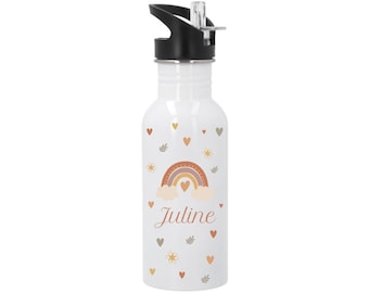 Botella de agua con boquilla de nube arcoíris personalizada - Botella de agua infantil personalizable - Botella de agua infantil personalizada