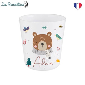 Personalized Nursery Name Cup Teddy Bear - School Name Cup - Unbreakable Children&#39;s Cup