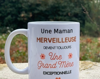 Mug Grand-Mère Exceptionnelle Personnalisable - Annonce grand-mère – cadeau annonce grossesse mamie