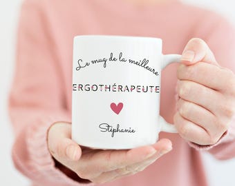 Mug Personnalisable Ergothérapeute Lettres Fleuries - Cadeau Ergothérapeute Personnalisé - Cadeau Ergothérapeute Etudiante