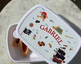 Caixa de lanche pirata personalizável - Caixa de lanche infantil para jardim de infância