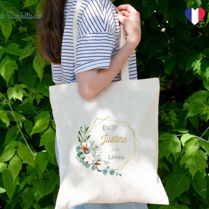 Tote Bag Personnalisable Evjf Champêtre Eucalyptus tote bag enterrement de vie de jeune fille Accessoire evjf personnalisé image 1