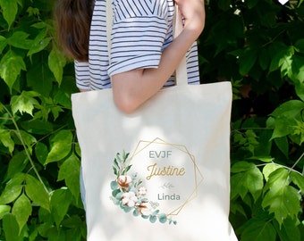 Tote Bag Personnalisable Evjf Champêtre Eucalyptus - tote bag enterrement de vie de jeune fille - Accessoire evjf personnalisé