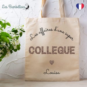 Tote Bag Personnalisable Collègue Léopard - Cadeau Collègue Personnalisé - Cadeau Collègue remerciement - Cadeau Collègue Noël Secret Santa