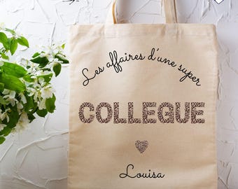 Customizable Leopard Colleague Tote Bag - Personalized Colleague Gift - Thank You Colleague Gift - Secret Santa Christmas Colleague Gift