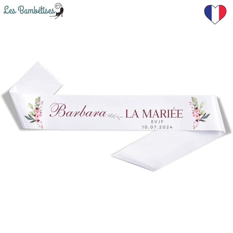 Echarpe Evjf Personnalisable Fleurs Roses Accessoire EVJF Echarpe Personnalisé Evjf image 3