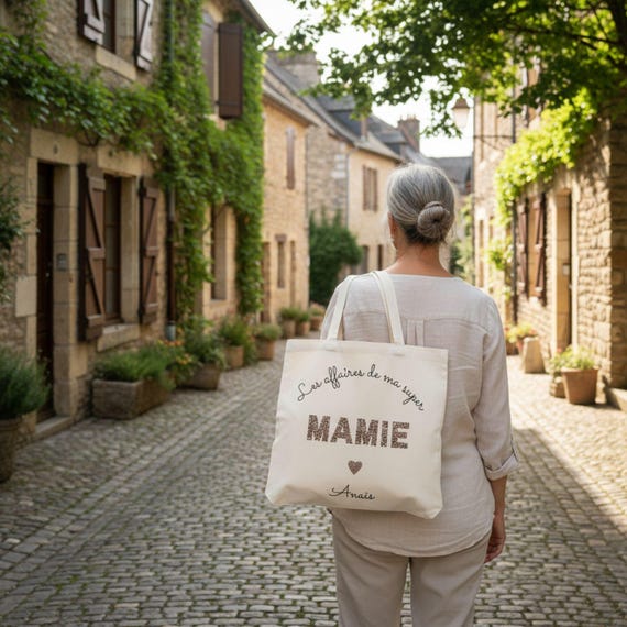 Tote Bag Mamie Personnalisable Léopard - Cadeau Mamie