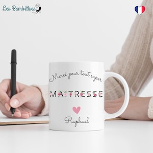 Taza de amante personalizable con letras floridas - regalo de amante - regalo de amante de fin de año - regalo de amante