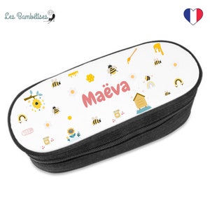 Personalized Bee Pencil Case - Personalized children&#39;s school pencil case - Personalized first name school pencil case