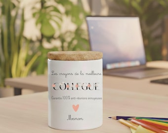 Personalized Boho Ceramic Flower Pot for Colleague - Secret Santa Gift for Colleague - Farewell Gift for Colleague
