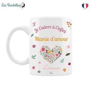 Mug Personnalisable Grand Mère Cœur Fleuri image 2