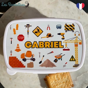 Boite à Goûter Personnalisable Chantier - Boite à goûter enfant-  Boite à goûter personnalisée - Boite à gouter garçon