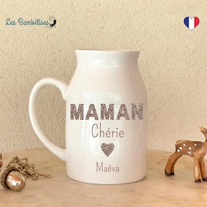 Personalized Leopard Mom Milk Jug - Small Personalized Mom Vase - Mom Christmas Gift - Mother&#39;s Day Gift