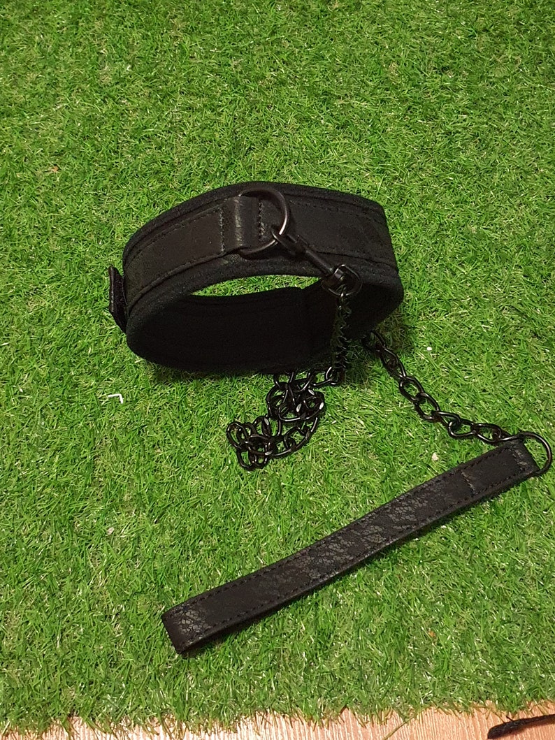 Black bondage choker with leash