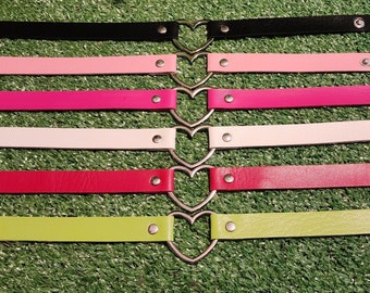 Heart Choker, Black, Pink, Red, White, Lime, Hot Pink