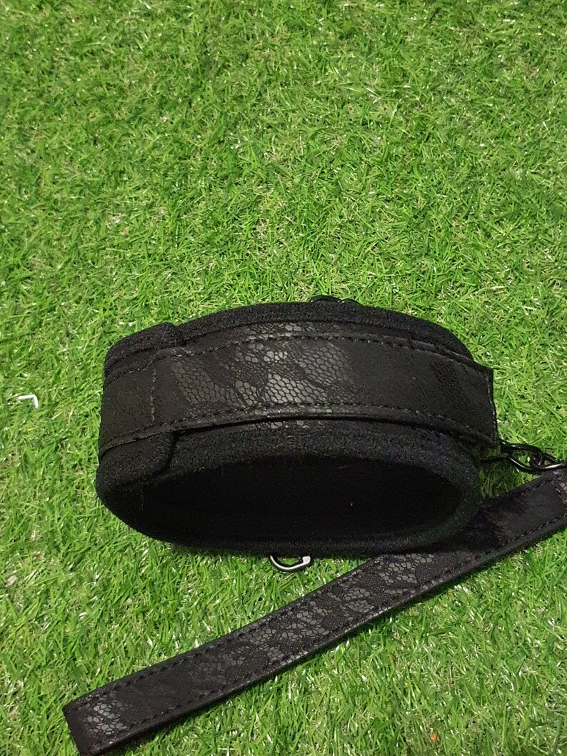 Black bondage choker with leash