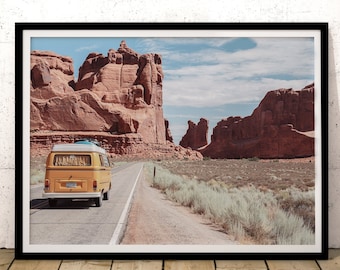 VW Camper Van Desert Road Trip Print: Boho Wall Art (Digital Download)