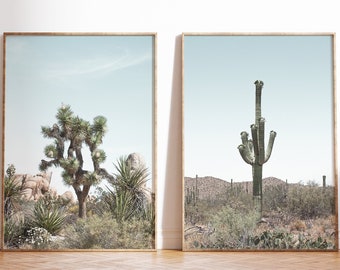 Joshua Tree Print Set of 2 Desert Prints 2 Piece Wall Art Arizona Desert Boho Decor California Wall Art Printable Wall Art Desert Poster