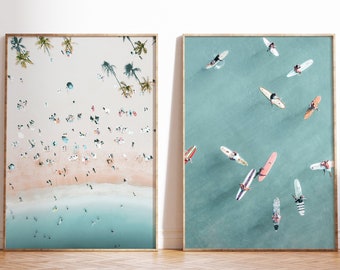 Aerial Beach Photography Print Set: Coastal Surf Art (Digital Download)