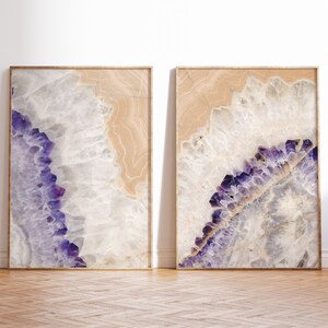 Set of 2 Agate Prints, Fine Art Print set of 2, Mineral Geode Wall Art, Agate Slice Print set of 2, Crystal Wall Art