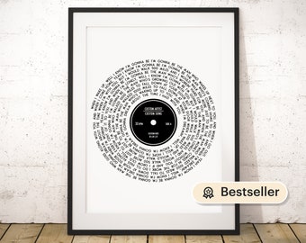 Custom Vinyl Print, Vinyl Record Print, Vinyl Print, Custom Wedding Gift, Personalized Song Lyrics Print, Anniversary Gift, Christmas Gift