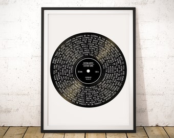 Custom Vinyl Print · Vinyl Record Art · Personalized Song Lyrics • Vinyl Prints • Unique Christmas Gift, Custom Christmas Gift, Personalized